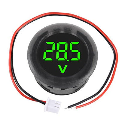 5PCS DC 4-100V LED Digital Display Circular Two-Wire Voltmeter DC Digital Voltmeter Head Display Reverse Connection Protection - color: Green