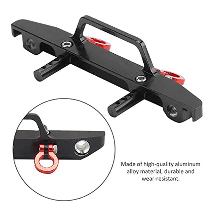 1/24 RC Car Front Bumper, Aluminum Alloy Metal Bumper Upgrade Parts Accessories with 2 Screw for SCX24 90081 RC Crawler Car (Black) - color: Black
