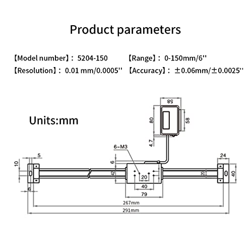 Digital LCD Linear 0-150mm/0-6inch Accurate Digital Readout Lathe Scale for Milling Machines