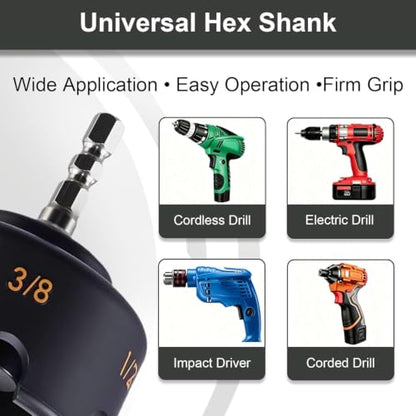 YWG Threaded Rod Nut Runner, Slotted Wing Nut Driver Drill Attachment for 1/4", 3/8" and 1/2" Rods, Hex Shank Bolt Remover Tool for Conduit Racks & Strut Systems
