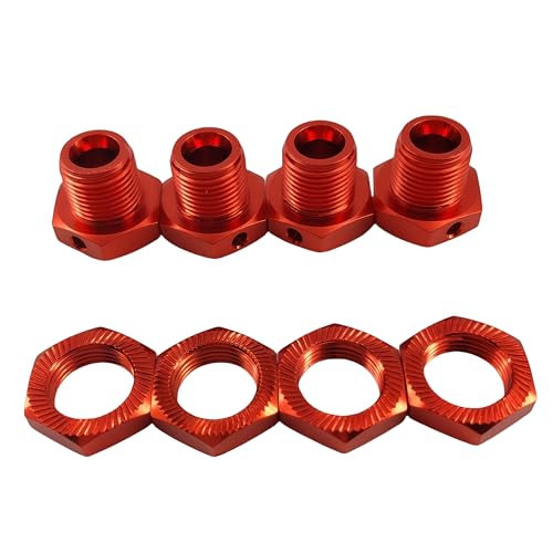 17mm Aluminum Wheel Hex Hub & Nut Set for ARRMA Typhon 4X4 3S BLX (Red) | 550 MEGA,1/8 Scale,Fits Hex Wheels,Upgrade Parts,AR310906 Compatible,ARA310906 ,AR310904 Compatible,ARA310904 Compatible - color: Red
