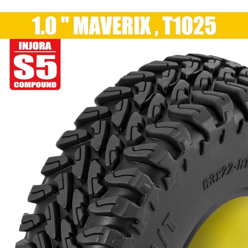 INJORA 63 * 22mm 1.0" MAVERIX M/T Tires and Rubber Inserts for 1/18 1/24 RC