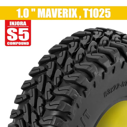 INJORA 63 * 22mm 1.0" MAVERIX M/T Tires and Rubber Inserts for 1/18 1/24 RC