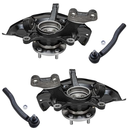 Detroit Axle - AWD Front Steering Knuckles & Wheel Hub Bearings + Outer Tie | Rod Ends Replacement for 2004-2010 Toyota Sienna - size: 4SU48679/Kit