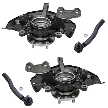 Detroit Axle - AWD Front Steering Knuckles & Wheel Hub Bearings + Outer Tie | Rod Ends Replacement for 2004-2010 Toyota Sienna - size: 4SU48679/Kit