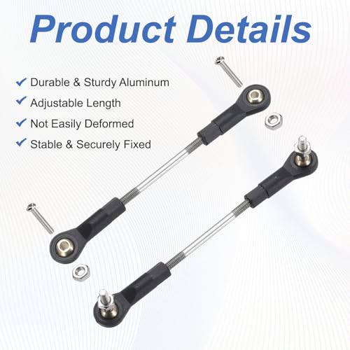 MECCANIXITY 4Pcs Adjustable Turnbuckles Camber Link, 64-74mm Turnbuckle Rod Steering Servo Linkage with M3 Ball Head Rod Ends for RC Car Replace Parts - size: 64-74mm