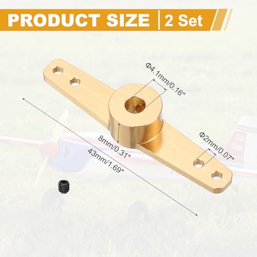 MECCANIXITY Steering Servo Arm, Double Aluminum Steering Arm Servo Horn 4.1mm for RC Model Car Robot Boat Airplane Pack of 2 (Gold)