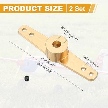 MECCANIXITY Steering Servo Arm, Double Aluminum Steering Arm Servo Horn 4.1mm for RC Model Car Robot Boat Airplane Pack of 2 (Gold)