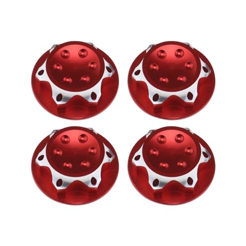 4Pcs RC Car 17mm Hex Wheel Nut Anti-Dust Cover Nut Replacement Fit for 1/8 RC Car Model RC Off-Road Truck Compatible with Redcat Compatible with E-Revo, Red - color: Red