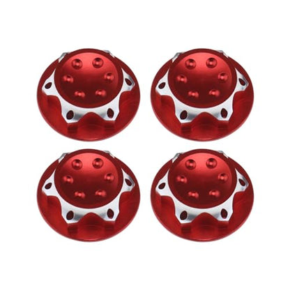 4Pcs RC Car 17mm Hex Wheel Nut Anti-Dust Cover Nut Replacement Fit for 1/8 RC Car Model RC Off-Road Truck Compatible with Redcat Compatible with E-Revo, Red - color: Red
