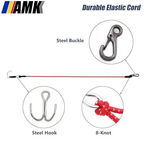 AMK 4Pcs 28in 1/10 Scale Elastic RC Crawler Tow Ropes with Hook Kinetic Winch Straps for Axial SCX10 Accessries TRX6 TRX4 Upgrades Gen7 Gen8 Tamiya D90 TF3 RC Car Boat (Black) - color: Black