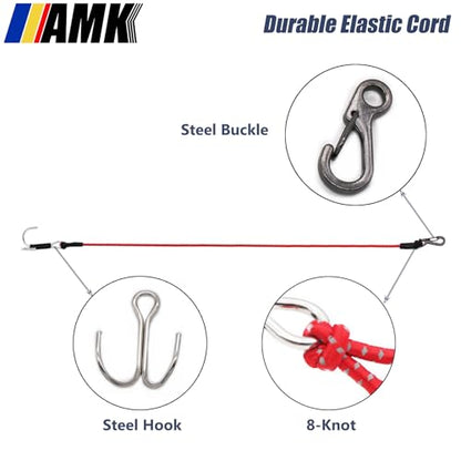AMK 4Pcs 28in 1/10 Scale Elastic RC Crawler Tow Ropes with Hook Kinetic Winch Straps for Axial SCX10 Accessries TRX6 TRX4 Upgrades Gen7 Gen8 Tamiya D90 TF3 RC Car Boat (Black) - color: Black