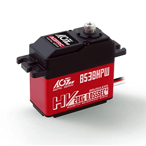AGFRC 0.055Sec High-Speed Waterproof RC-Steering-Servo-Motor - 20KG Upgraded Brushless Digital Servo with Metal Gear for 1/10 RC Car Boat Crawler(B53BHPW) - style: B53BHPW