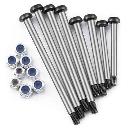 Polished Steel Lock-nut Style Hinge-Pin Threaded Hinge Pins Set Compatible with for 1/10 Traxxa Slash 2WD Hoss Rustler VXL Stampede RC Truck