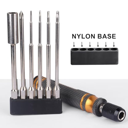 HobbyPark 6 in 1 RC Hex Driver Screwdriver Set 1.27mm 1.5mm 2.0mm 2.5mm & Hex Nut Driver & Phillips Bit and Wheel Wrench for RC Cars Trucks Crawler Hobby Pocket Tool Kit