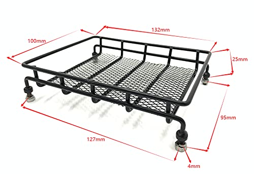 KTRC026 R/C Metal roof Luggage Rack for 1/8 1/10 RC Crawler Car for FMS FTX RC LC76 Land Cruiser FJ40 Y60 KM5 KM4 TRX4 D90 Gen9 H8P 4x4 Trucks YIKONG YK4104 YK4107 MJX H8H H12P f150 Bronco