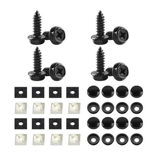 8 Set Anti-Theft License Plate Screw Kit, Stainless Steel Car Tag Frame Mounting Hardware with M6 1/4" Screw, Rustproof Auto Tag Plate Security Bolt Fastener, Universal Fit (Black) - color: Black, size: 8 PCS
