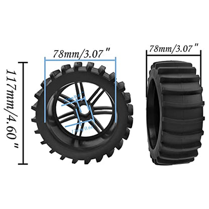 1/8 RC Off Road Buggy Snow Sand Paddle Tires Wheels 17mm Hex Hub Plastic Wheel Rims w/Foam Compatible with HSP HPI Baja Redcat Arrma Typhon 6S Losi Traxxas 1/8 Scale,7-Spoke
