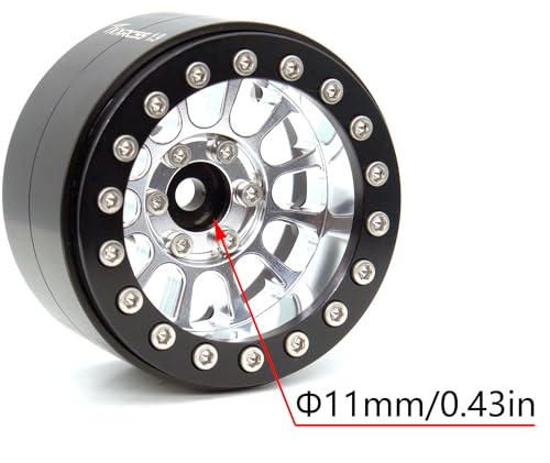 152g Super Heavy Duty RC 1.9 Beadlock Wheels Offsets -6mm Rims Hex 12mm Wheel for TRX4 TRX6 SCX10 Gen8 1/10 RC Crawler Remote Control Car Upgrades Accessories (Silver & Black) - color: Silver & Black