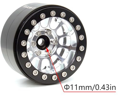 152g Super Heavy Duty RC 1.9 Beadlock Wheels Offsets -6mm Rims Hex 12mm Wheel for TRX4 TRX6 SCX10 Gen8 1/10 RC Crawler Remote Control Car Upgrades Accessories (Silver & Black) - color: Silver & Black
