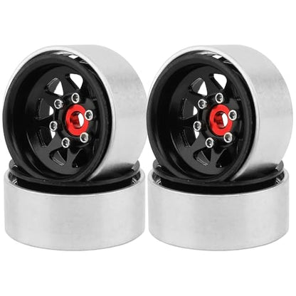 1.0 Beadlock Wheel -3.78mm Offset Wheel Rims for 1/18 1/24 RC Crawler Car Axial AX24 SCX24 FMS FCX24 TRX4M Upgrades (Black) - color: Black