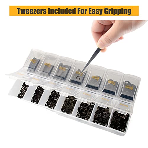 480PCS E Clips Assortment Kit (M1.5-M15), External Retaining Clips Assortment Kit, Carbon Steel E Clip Rings - size: 480PCS