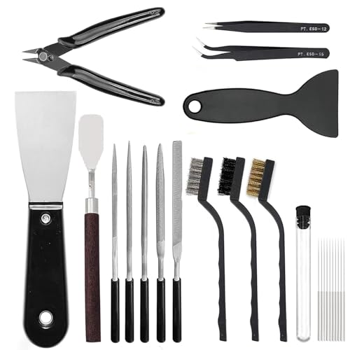 24Pcs 3D Printer Tools Kit, 3D Printer Accessories Removal Tools Includes Nozzle Cleaning Kit, Putty Knife Scraper, Brushes, Tweezers, Diamond Files for 3D Prints Cleaning Finishing - style: 24 Pcs