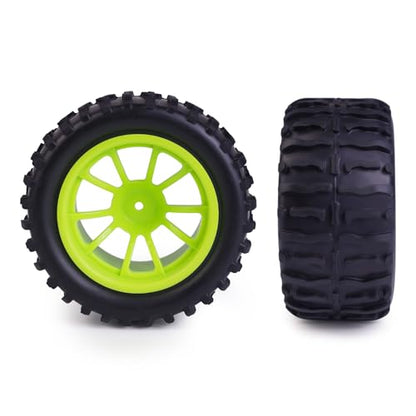 Hosim 55 * 115 mm RC Tires, All Terrain Soft Tire Mounted on 12mm Hex Wheels (Set of 4) for 1/10 RC Cars (Green Wheel hub) - color: Green