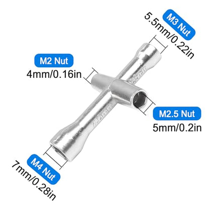 Hobbypark RC Car Wheels Tools Metal Hex Hexagon Sleeve Wrench Cross Wrenches (4mm, 5mm, 5. 5mm, 7mm),2-Pack