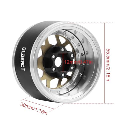 GLOBACT 1.9 Beadlock Wheel Rims for TRX4 TRX6 Axial SCX10 Redcat GEN7, BR | Aluminum RC Wheel Hub, Adjustable 4 Offsets, 1/10 RC Crawler Upgrade - color: Bronze