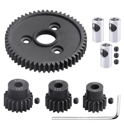 54T 0.8 32 Pitch Metal Steel 3956 Spur Gear with 15T 17T 19T Pinions Gear Sets Motor Gears for 1/10 Traxxas Slash 4x4 4WD/2WD VXL Rustler 2WD/4x4 Rally VXL Stampede 4x4 Summit E-REVO Parts