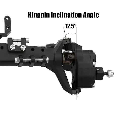1/10 RC Crawler All Metal Front and Rear Portal Axle for Axial Capra 1.9 UTB Buggy F9 CNC Machined 7075 Aluminum Integrated (Black) - color: Black