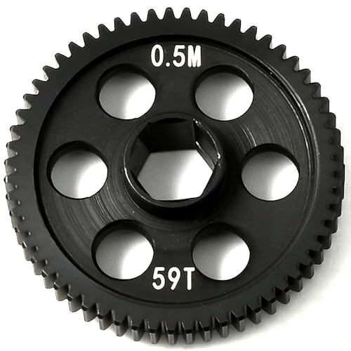 0.5Mod 57T & 59T Steel Spur Gear Main Gear CNC Machined Hardened Steel Upgrade for Arrma Granite Typhon Mojave Grom 1:18 1:16 1:14 Losi 1/12 RC Car Truck Replacement of #ARA311196 - size: 59T