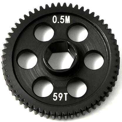 0.5Mod 57T & 59T Steel Spur Gear Main Gear CNC Machined Hardened Steel Upgrade for Arrma Granite Typhon Mojave Grom 1:18 1:16 1:14 Losi 1/12 RC Car Truck Replacement of #ARA311196 - size: 59T