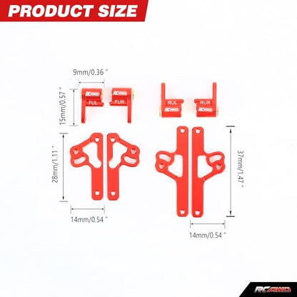 RCAWD SCX24 Shock Flex Blades Extended Travel Adjustable Shocks Mount Suspension Upgrade for AXIAL SCX24 Upgrades 1/24 RC Crawler Red - color: Red
