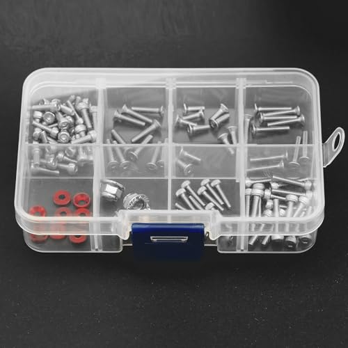 Metal Screws Set for Arrma 1/18 RC Car Granite/Typhon/Mojave Grom,RC Screw Kit,Steel Hex Screws Nuts Fastener,Replacement Repair Tools Box