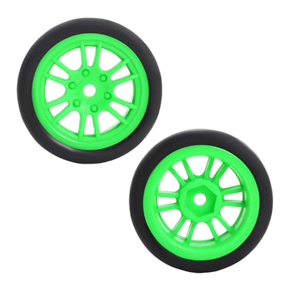 Pre-Mounted On-Road Drift Racing Wheel Tire Set Direct Pin Mount for 1/24 LOSI Micro-B WLtoys 244016-4PCS Rims Hub with Tires (Green) - color: Green