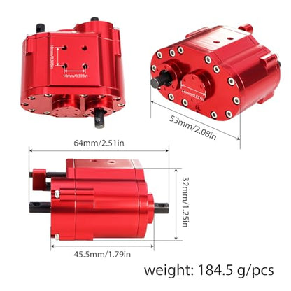 2-Speed 48P Transfer Case Transmission Gearbox with Steel Gears Ratio 1.8:1/0.7:1 for 1/10 RC Crawler Axial SCX10 90046 D90 (Silver) - color: Silver