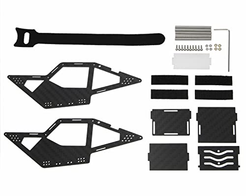 MEUS Racing SCX24 LCG Chassis Carbon Fiber Frame for Axial SCX24 C10 JLU Bronco 1/24 RC Crawler Upgrades Parts, Black