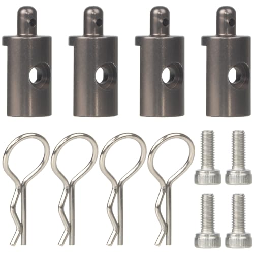 4Pcs Aluminum Body Mounts Body Shell Posts for 1/12 Scale Tamiya CW-01 Chassis Lunch Box Midnight Pumpkin Upgrades Parts (Titanium) - color: Titanium