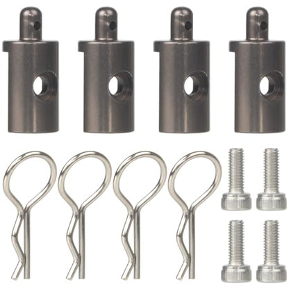 4Pcs Aluminum Body Mounts Body Shell Posts for 1/12 Scale Tamiya CW-01 Chassis Lunch Box Midnight Pumpkin Upgrades Parts (Titanium) - color: Titanium