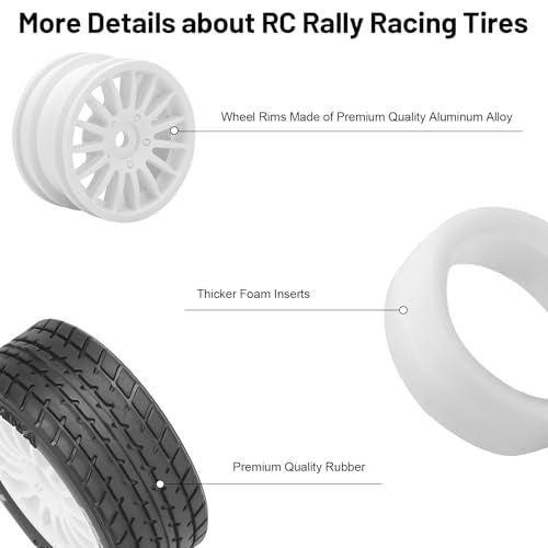 1/14 RC Car On-Road Drift Tires, daitoku 12mm Hex RC Racing Tires for Tamiya M08/05/06 MF-01X - Style F (White) - style: Style F