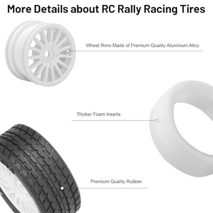 1/14 RC Car On-Road Drift Tires, daitoku 12mm Hex RC Racing Tires for Tamiya M08/05/06 MF-01X - Style F (White) - style: Style F