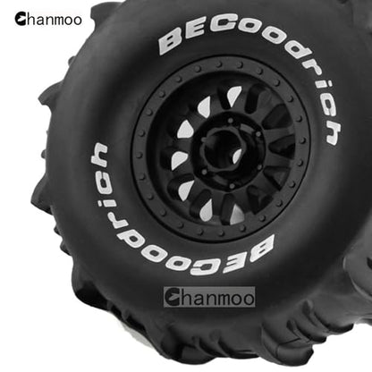 1/7 1/8 RC Short Course Truck Car Tires and Wheels Rims 17mm Hex Snow Sand Buggy Desert Tyres with Foam Insert for 1:7 Scale RC Off Road Truck Car TRAXXAS UDR 85086-4 4Pcs (A Black) - color: A Black