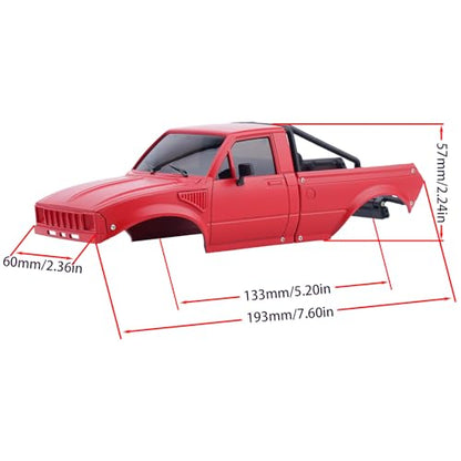 DJX SCX24 Body Shell with Bed Rack for Axial SCX24 C10 Bronco Wrangler Base Camp 1/24 RC Crawler Car (Red) - color: Red
