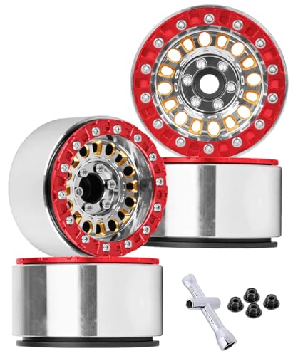1.9 Brass Beadlock Wheel Rim for 1/10 SCX10 SCX10 II 90046 SCX10 III AXI03007 SCX10 Pro TRX4 TRX6 Gen7/8 D90 VS4-10 MST CFX RC Crawler Car,Brass Beadlock & Aluminum Deep Dish Rim,Silver - color: Silver - (4pcs Rim)