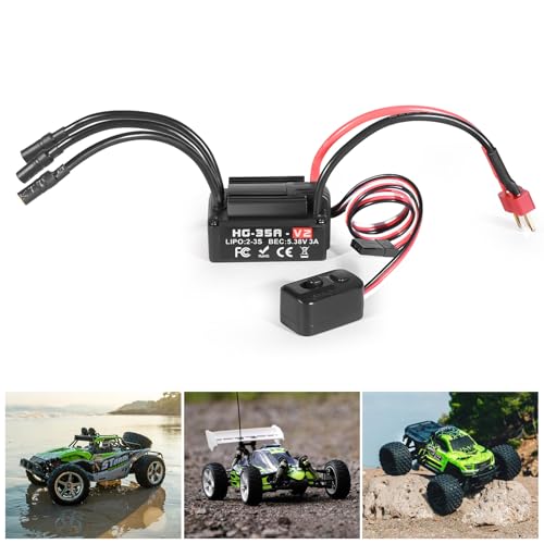 RiToEasysports Brushless ESC, Waterproof and Compatible for 1/10 RC Crawler Cars, Black T Plug Electronic Speed Controller for Off-Road Enthusiasts and Wet Terrain Crawling - color: Black T Plug