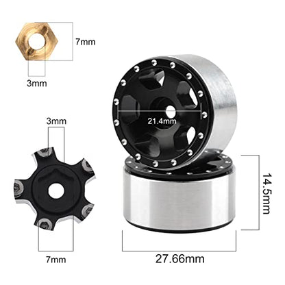 AIMROCK 1.0 Wheel Rims Metal RC Beadlock Wheels Rims 7mm Hex for Axial SCX24 FCX24 TRX4M 1/24 1/18 Upgrade Parts (Type 1) - style: Type 1