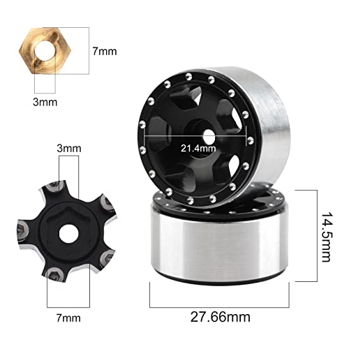 AIMROCK 1.0 Wheel Rims Metal RC Beadlock Wheels Rims 7mm Hex for Axial SCX24 FCX24 TRX4M 1/24 1/18 Upgrade Parts (Type 1) - style: Type 1