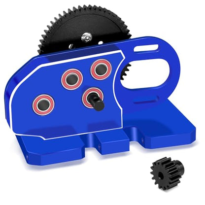 OGRC 2.Low Transmission 30% Overdrive Complete Gearbox for SCX10 Upgrades | Aluminum Housing, Steel Gear, with Skid Plate and 15T Pinion Gear, for Axial SCX10 RC Crawler Car, Blue - color: Blue